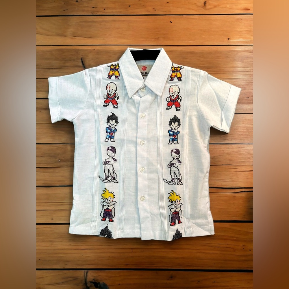 Dragón Ball White Linen Boys Guayabera